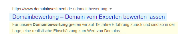 Snippet mit Title und Meta-Description